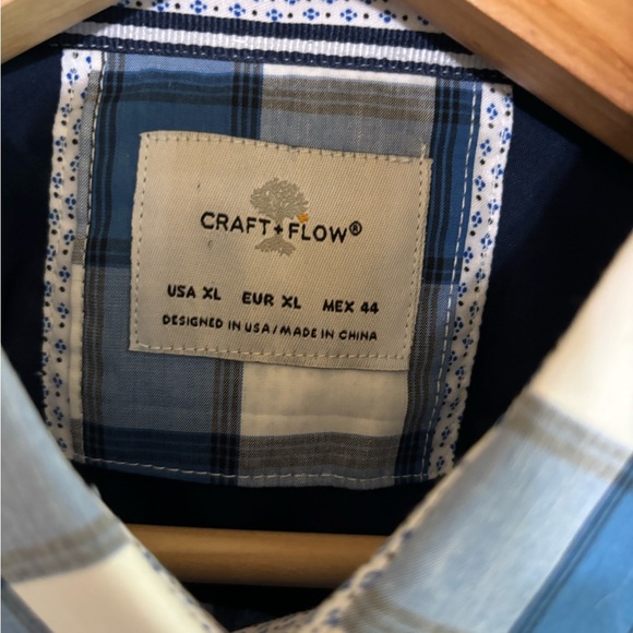 NWT Craft + Flow Long Sleeve Roll-Up Button-Down Shirt Plaid Size XL MSRP $65 - Picture 2 of 16